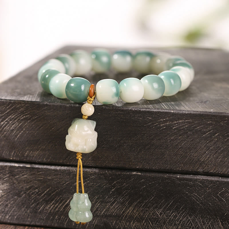 Bracelet de paix en forme de pomme de pin et de patte de chat, motif de Buddha Stones dégradées, graines de Bodhi, renard à neuf queues - image 5