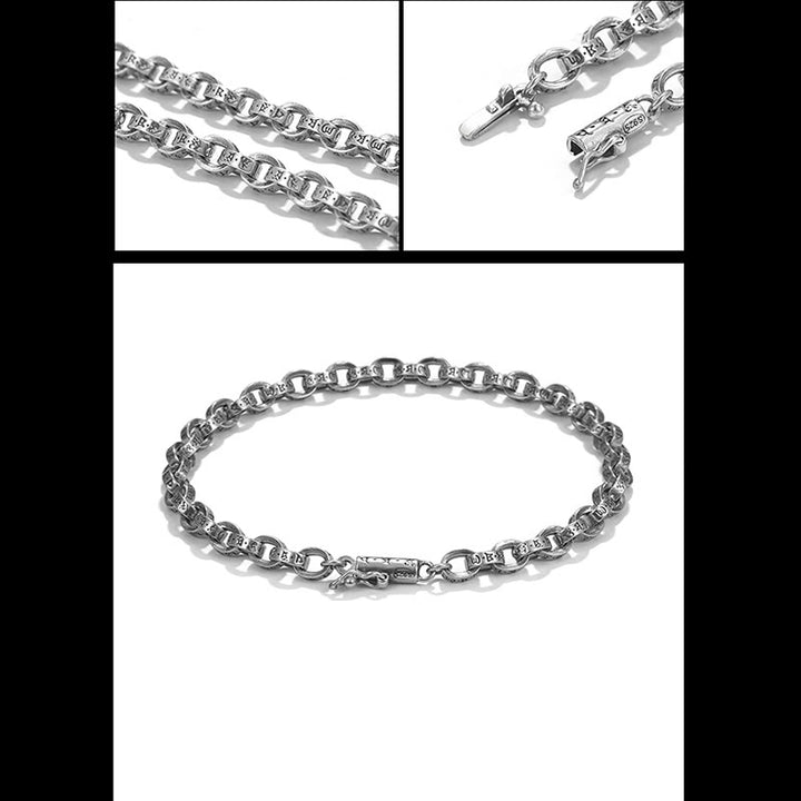 Bracelet en métal créatif sculpté Buddha Stones en argent sterling 925 Om Mani Padme Hum