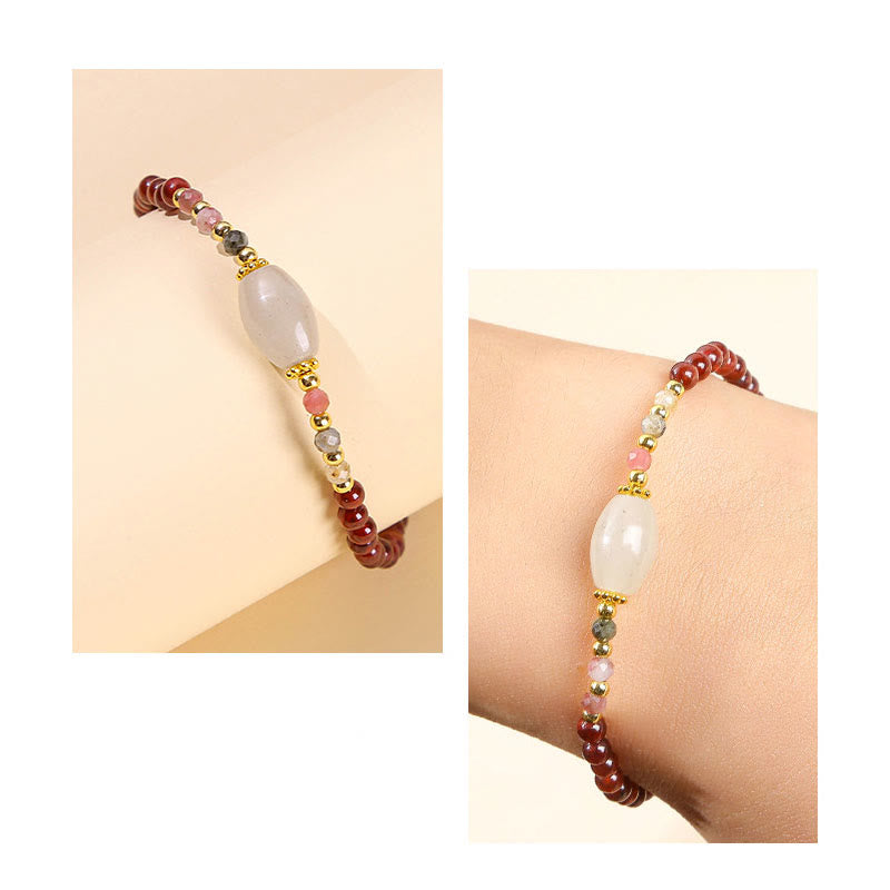 Bracelet Passion en perles de jade, tourmaline et grenat de Buddha Stones