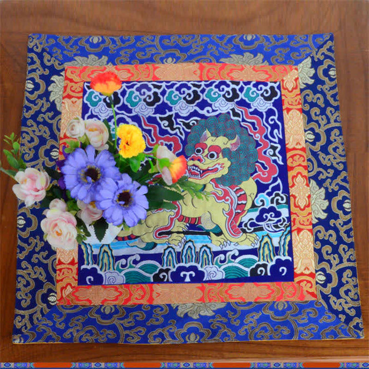 Tapis d'autel de prière Fengshui Kirin Tapis de méditation de guérison Symbole de bon augure