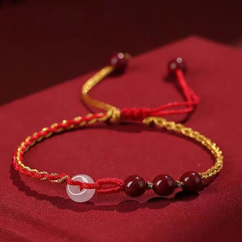 Bracelet de bénédiction avec boucle de paix en jade cinabre naturel de Buddha Stones