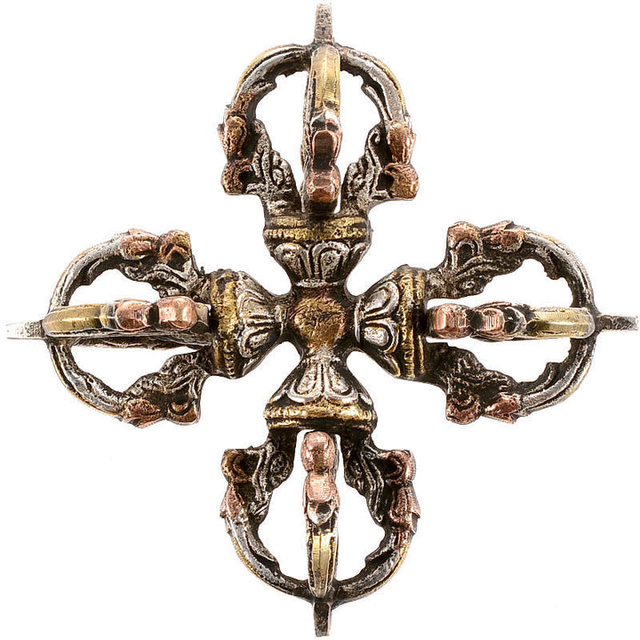 Vajra tibétain fait à la main à 5 griffes double Dorje en cuivre et fer