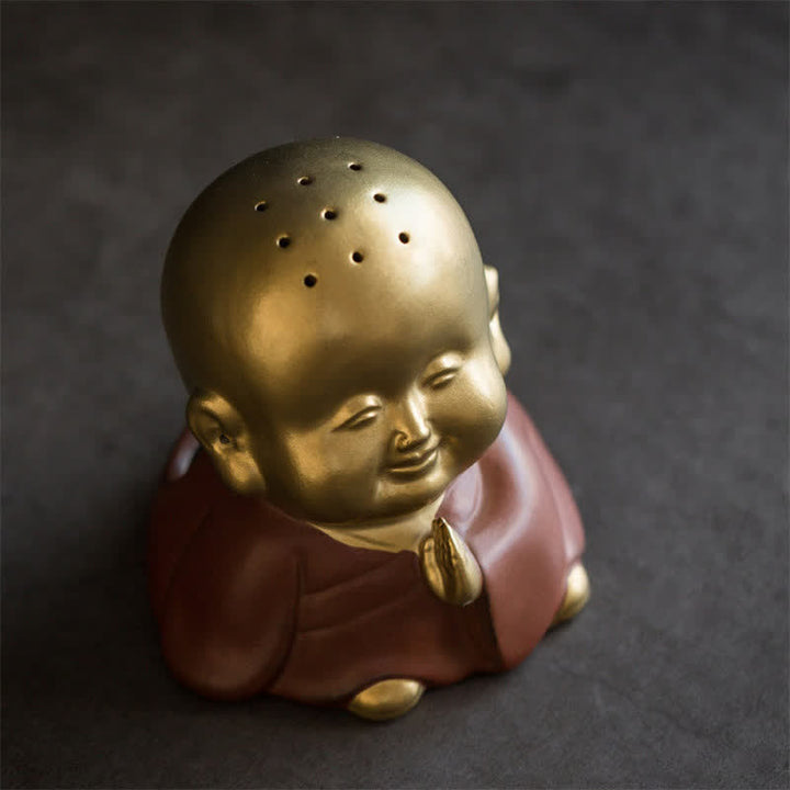 Brûleur d'encens de guérison en céramique Petit Bouddha Rieur
