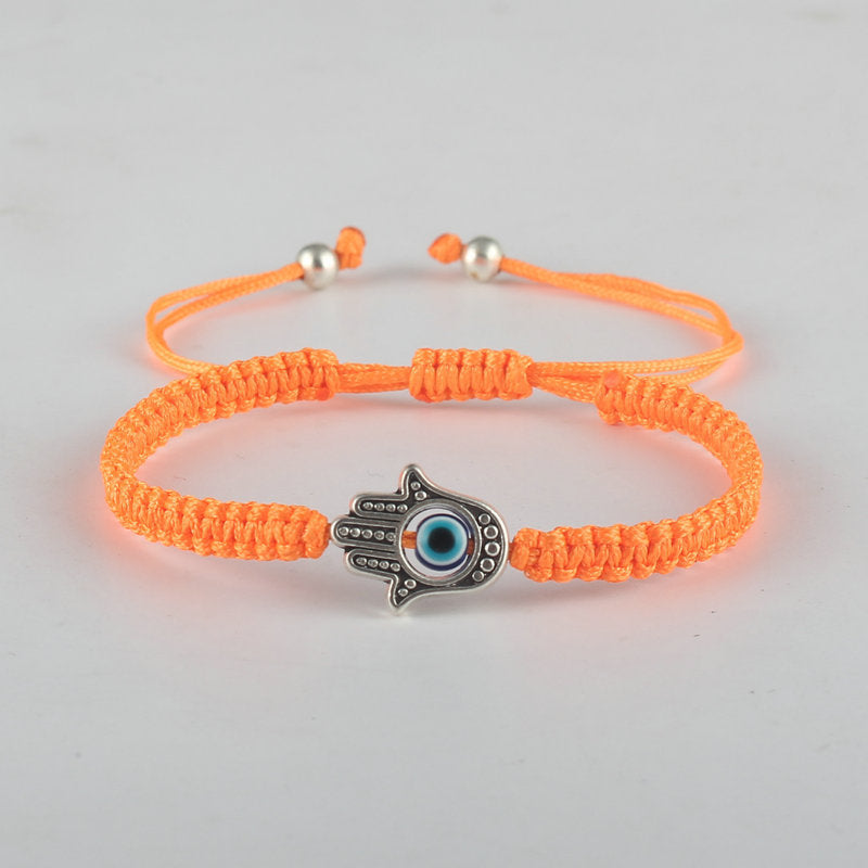 Bracelet en corde fait main avec symbole Hamsa et Buddha Stones