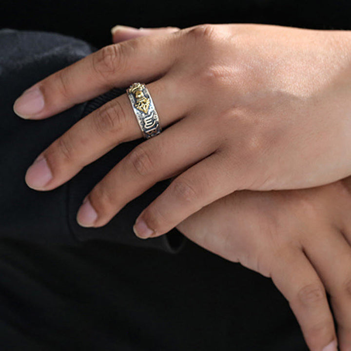 Bague de richesse tibétaine en argent sterling 990 Buddha Stones Om Mani Padme Hum PiXiu Dorje Vajra Heart Sutra gravé - image 10