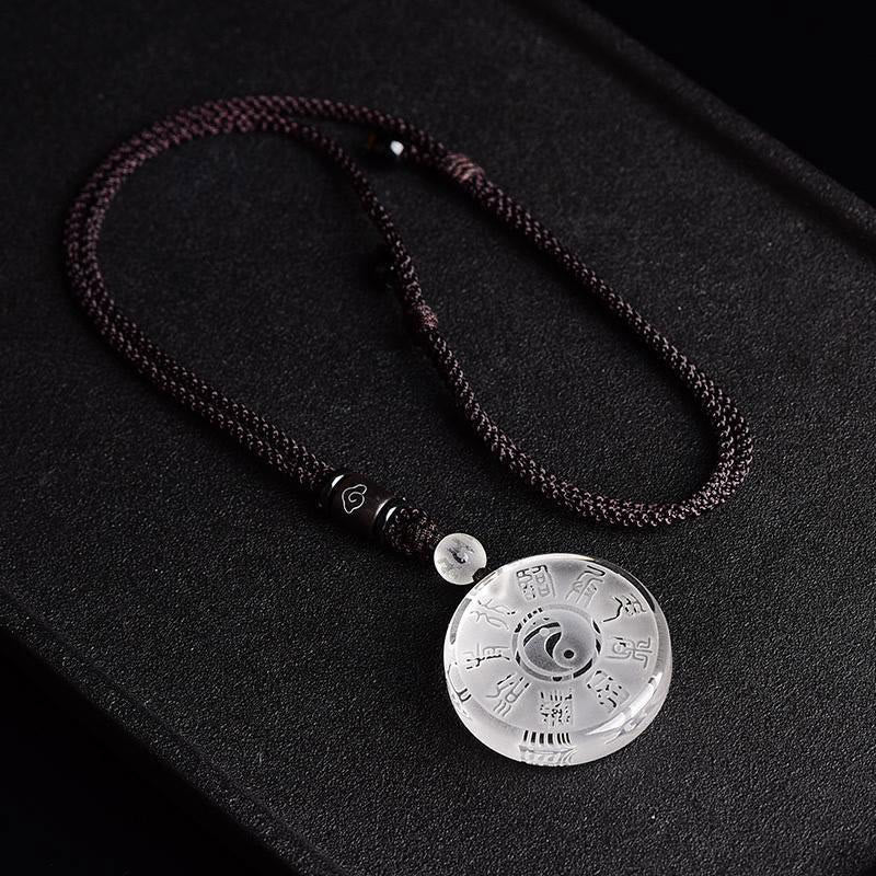Buddha Stones Taoïsme Cinq montagnes sacrées Symbole Yin Yang Collier pendentif d'équilibre en cristal Liuli Porte-clés - image 5