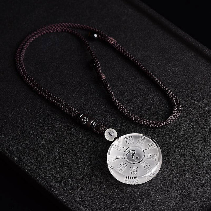 Buddha Stones Taoïsme Cinq montagnes sacrées Symbole Yin Yang Collier pendentif d'équilibre en cristal Liuli Porte-clés - image 5