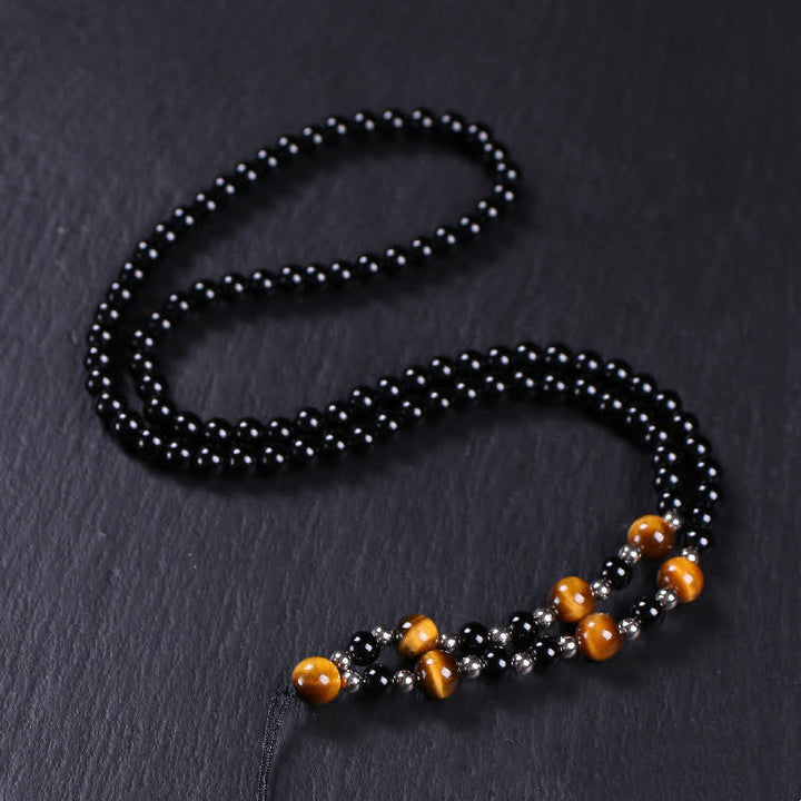 Collier avec pendentif en perles de purification en obsidienne noire Bagua Yin Yang - image 7