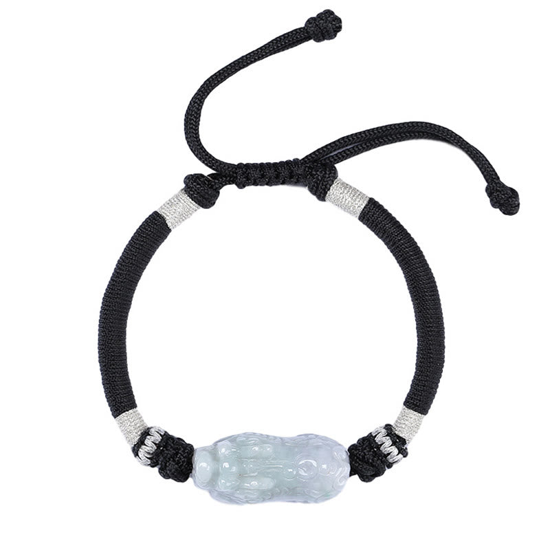 Bracelet tressé en jade naturel PiXiu fait à la main avec Buddha Stones