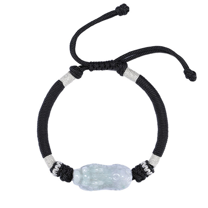 Bracelet tressé en jade naturel PiXiu fait à la main avec Buddha Stones