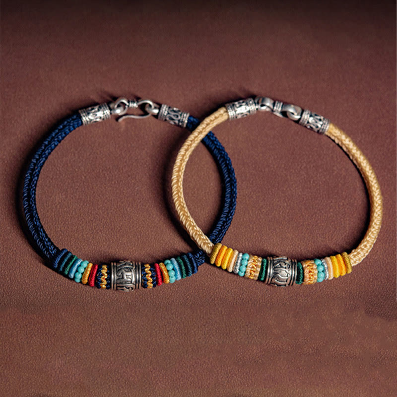 Bracelet tressé tibétain en argent sterling 925 fait main avec Buddha Stones Om Mani Padme Hum Pureté - image 12