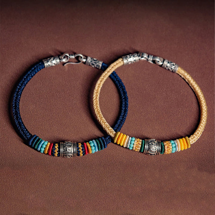 Bracelet tressé tibétain en argent sterling 925 fait main avec Buddha Stones Om Mani Padme Hum Pureté - image 12