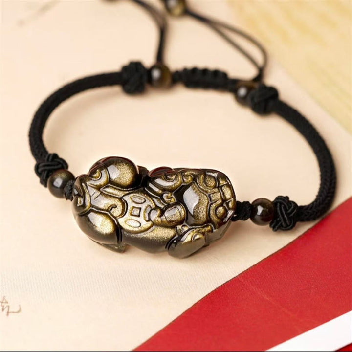 Bracelet de richesse en obsidienne naturelle, améthyste, citrine, PiXiu Cooper