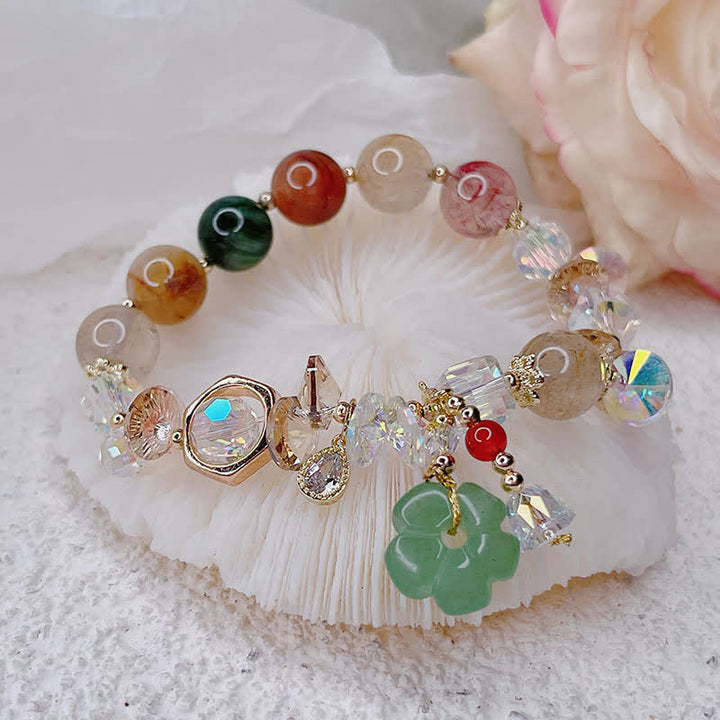 Bracelet porte-bonheur en perles de fleurs d'aventurine verte et Buddha Stones