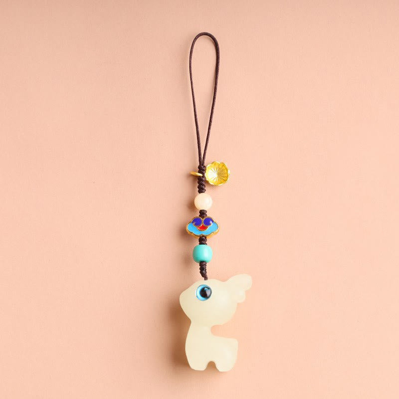 Porte-clés lumineux en forme de cerf porte-bonheur en Buddha Stones, mini et mignon, décoration à suspendre pour téléphone et voiture