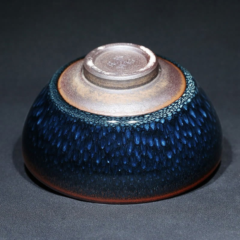 Tasse à thé en céramique chinoise Jianzhan faite à la main en Buddha Stones avec tache de Francolinus bleu