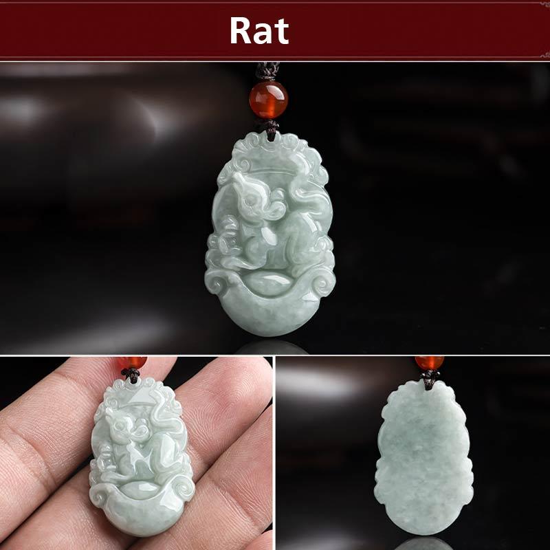 Collier avec pendentif en jade naturel et Buddha Stones représentant les 12 signes du zodiaque chinois - Rat - image 26