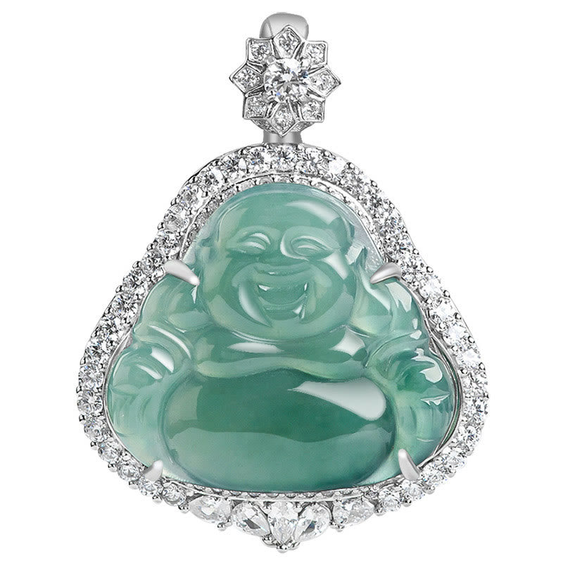 Buddha Stones en argent sterling 925 et jade naturel en forme de Bouddha rieur - image 7