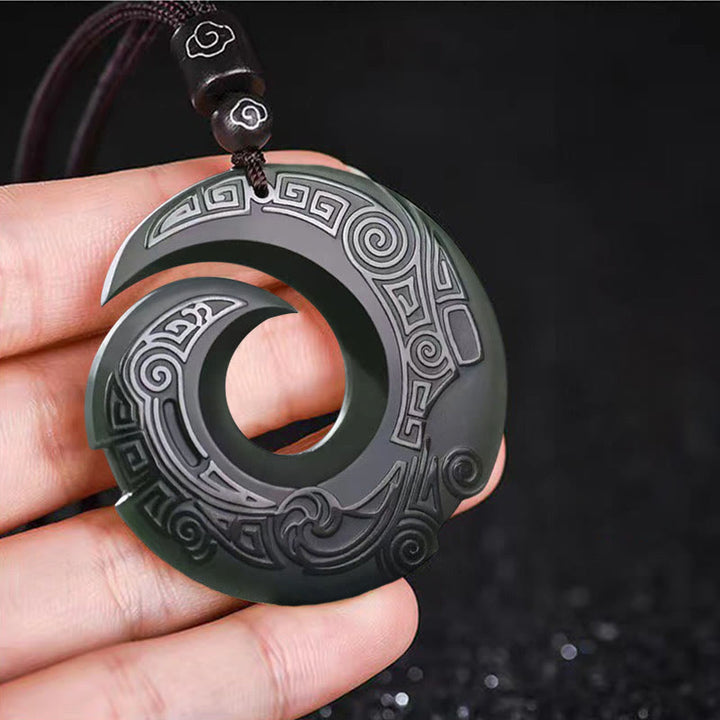 Collier pendentif porte-bonheur en jade cyan Hetian avec boucle de paix et Buddha Stones pour améliorer la chance