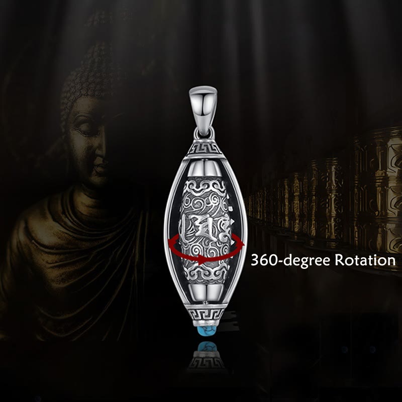 Collier de protection avec pendentif rotatif en Buddha Stones du Tibet Om Mani Padme Hum - image 1