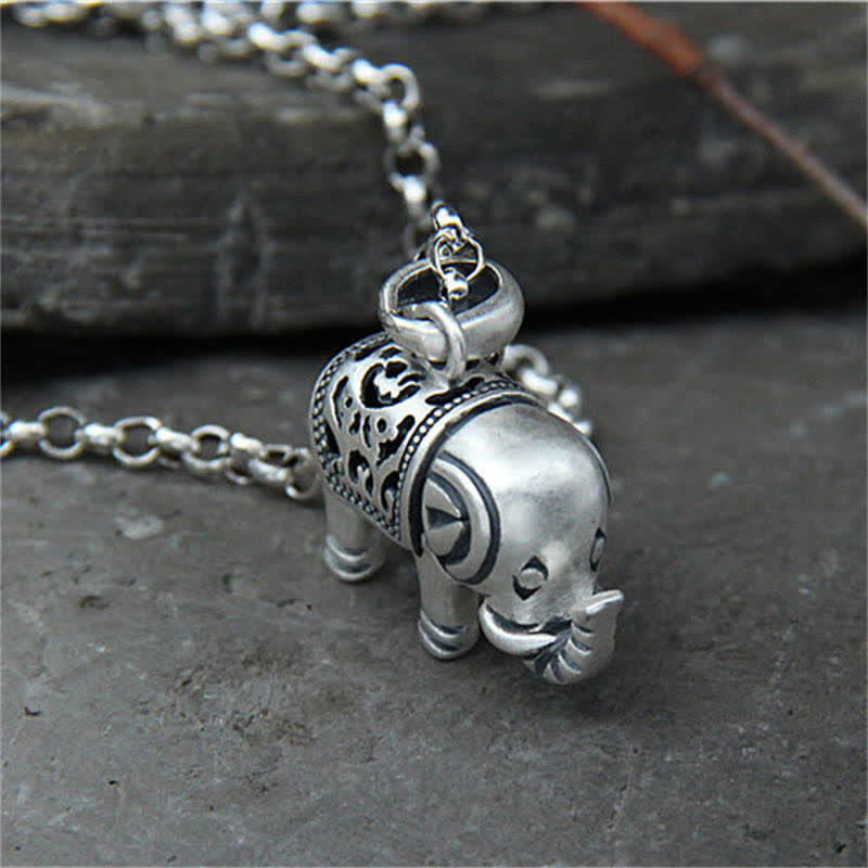 Collier pendentif force éléphant en argent sterling 990 Buddha Stones