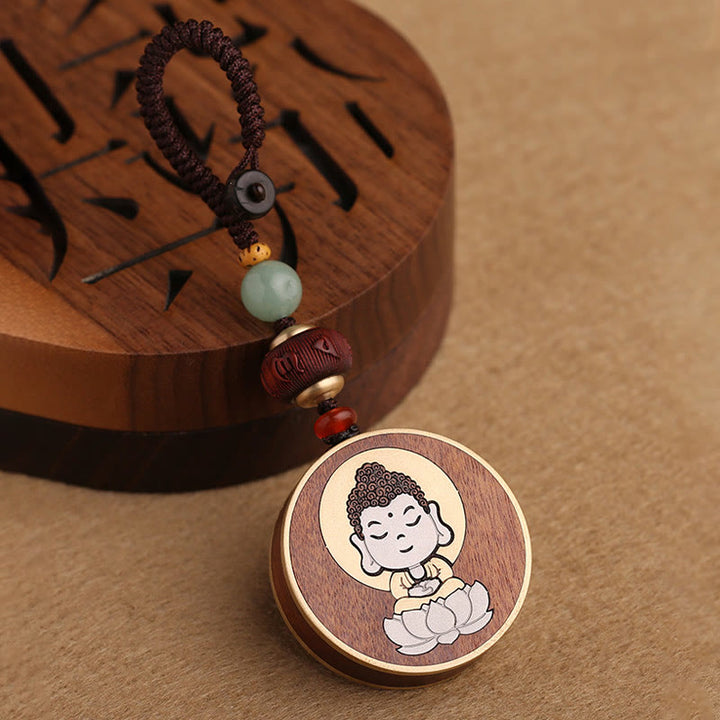Porte-clés de voiture en bois d'ébène, Buddha Stones , bois de rose, Avalokitesvara Om Mani Padme Hum, décoration