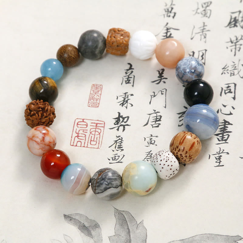 Bracelet en pierre de cristal de graine de Bodhi naturelle en agate de Buddha Stones pour éloigner les mauvais esprits