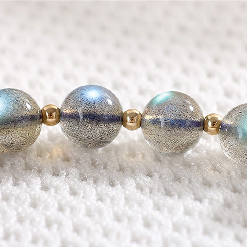Bracelet de guérison et d'amour en pierre de lune naturelle plaqué or 14 carats de Buddha Stones