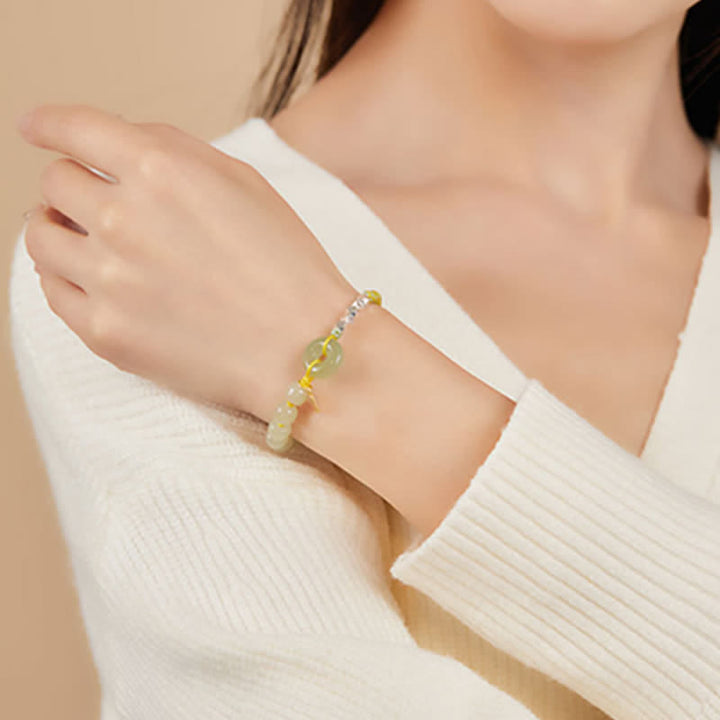 Bracelet porte-bonheur en perles de jade Hetian en argent sterling 925 Buddha Stones