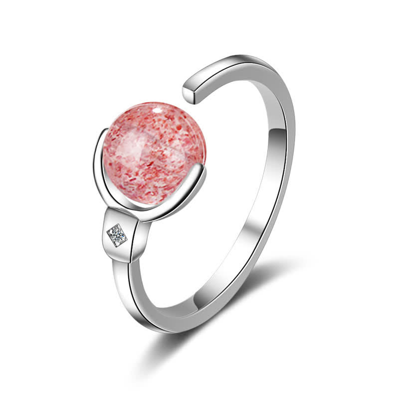 Bague rotative apaisante en cristal rose Buddha Stones - image 1