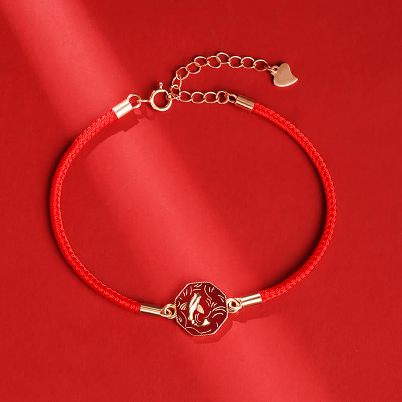 Bracelet tressé artisanal en argent sterling 925 Buddha Stones et poisson Koi porte-bonheur changeant de couleur