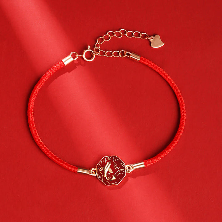 Bracelet tressé artisanal en argent sterling 925 Buddha Stones et poisson Koi porte-bonheur changeant de couleur