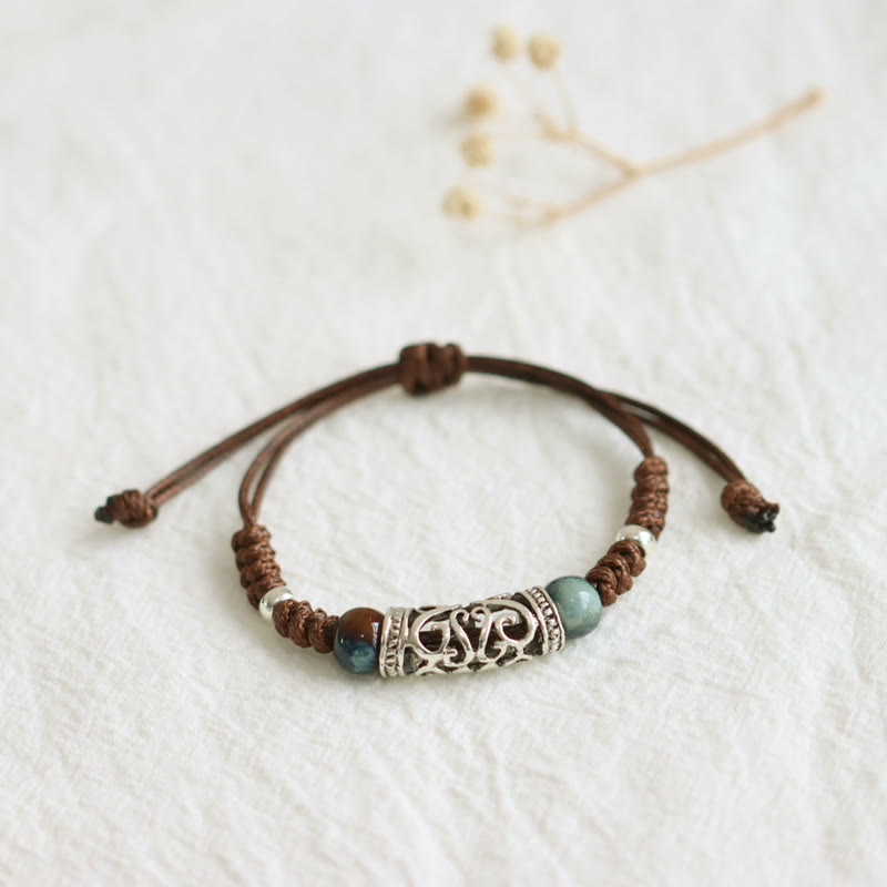 Bracelet de richesse en perles de céramique du Tibet