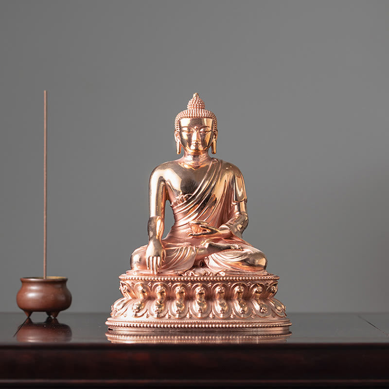 Statue de Bouddha de la sérénité de Gautama Shakyamuni en cuivre, décoration de la maison