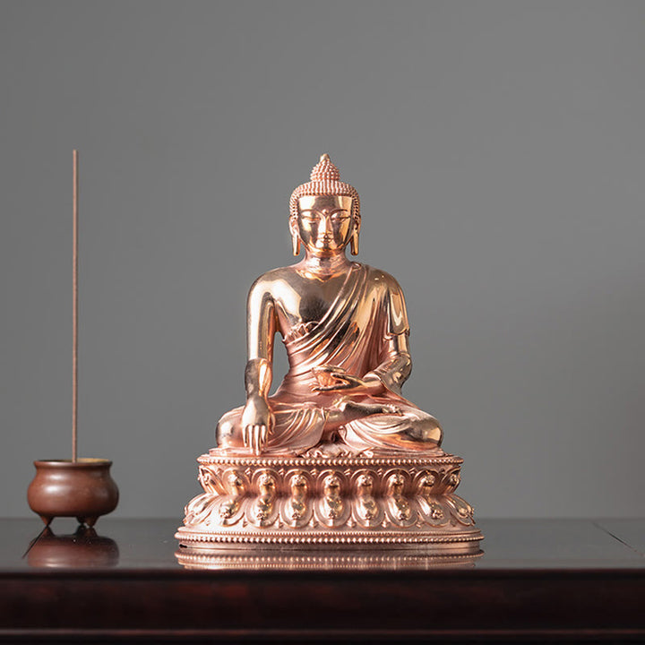Statue de Bouddha de la sérénité de Gautama Shakyamuni en cuivre, décoration de la maison