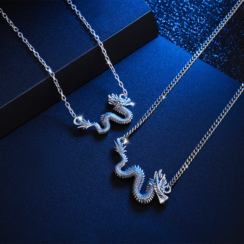 Collier avec pendentif en chaîne de protection du dragon de bon augure en argent sterling 925 Buddha Stones