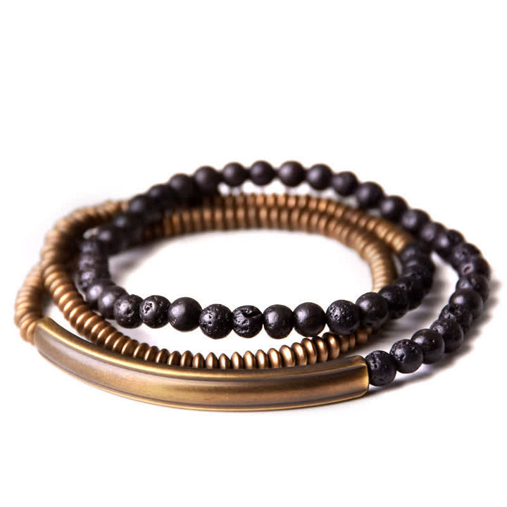 Bracelet de soutien en cuivre et pierre de lave vintage Buddha Stones