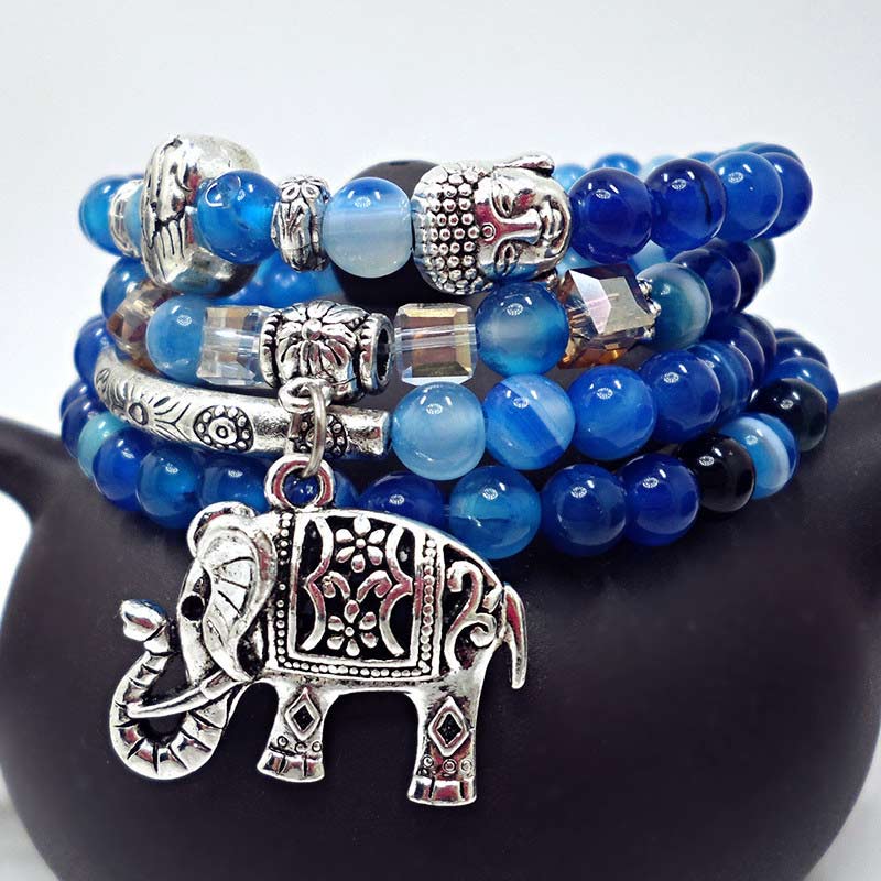 Buddha Stones Bracelet d'espoir en agate naturelle représentant un éléphant et Bouddha - image 1