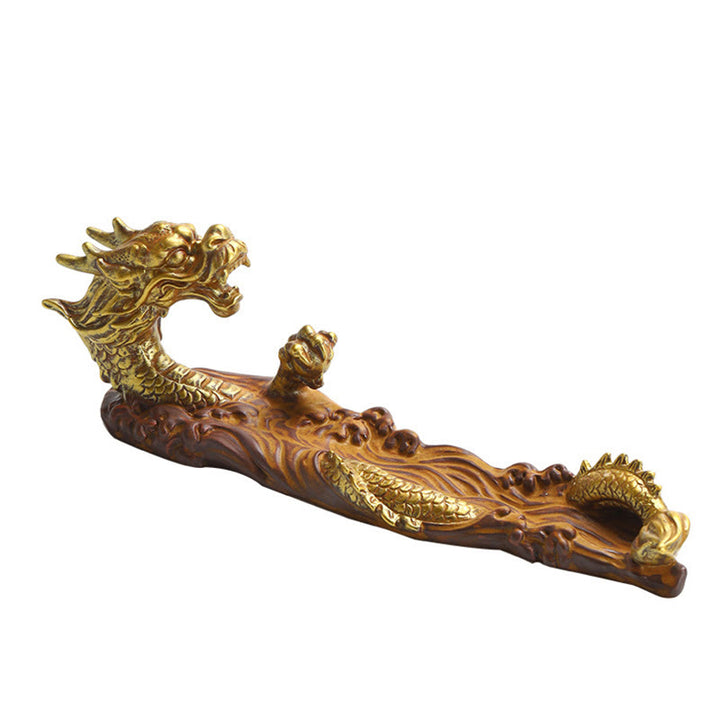 Brûleur d'encens en céramique avec Buddha Stones et protection du dragon