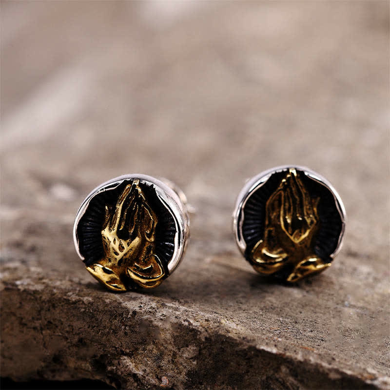 Boucles d'oreilles à tige Namaste Equality en argent sterling 925 Buddha Stones - image 7