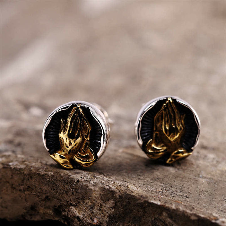 Boucles d'oreilles à tige Namaste Equality en argent sterling 925 Buddha Stones - image 7