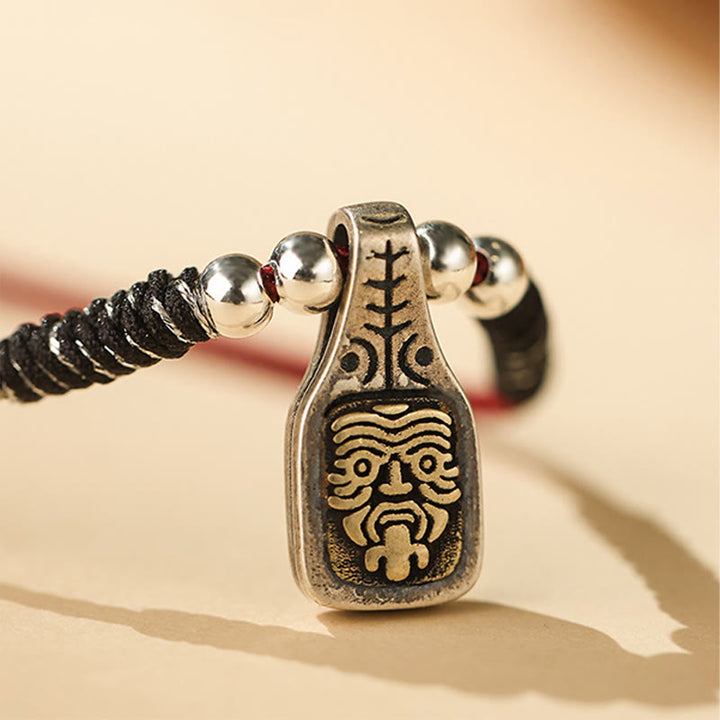 Collier avec pendentif en corde de protection de la déesse de la richesse Zakiram en argent sterling 925 tibétain avec Buddha Stones