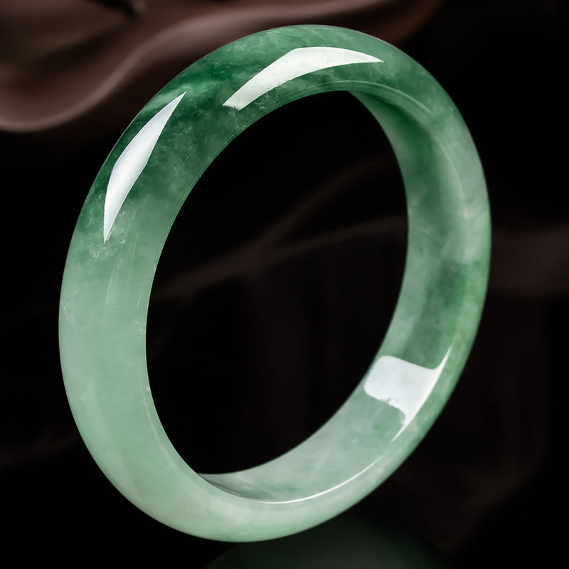 Bracelet jonc en jade naturel Buddha Stones et porte-bonheur - 63-64 mm - image 0