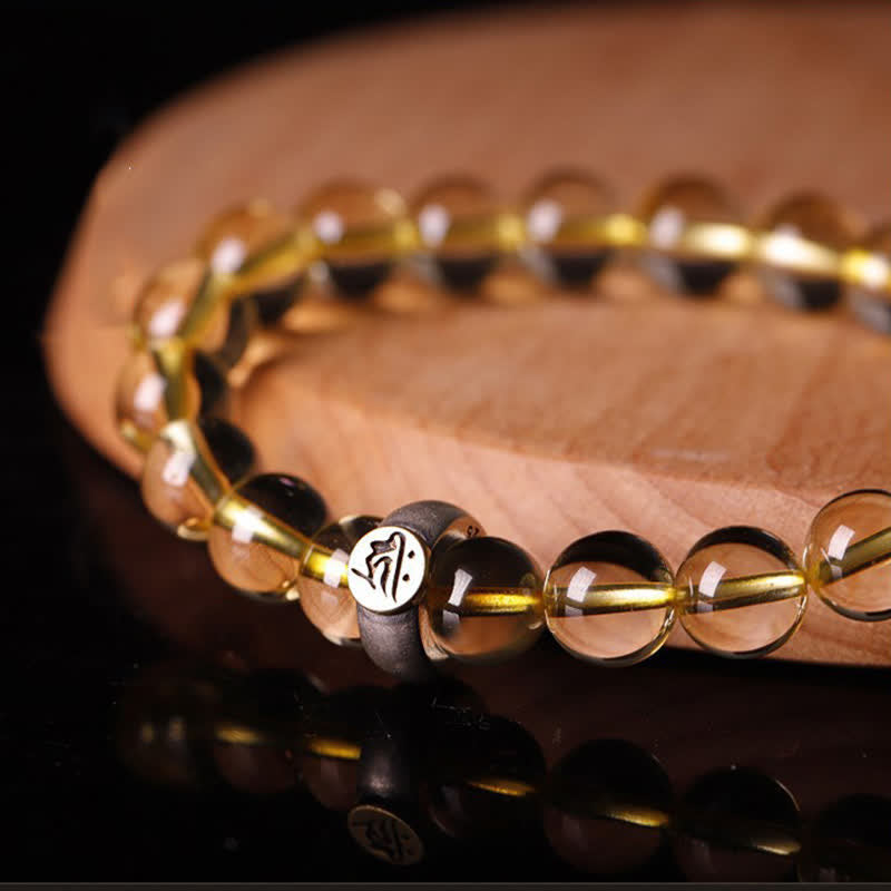Bracelet de protection en argent sterling 925 avec pendentif en citrine et bouddha du zodiaque chinois