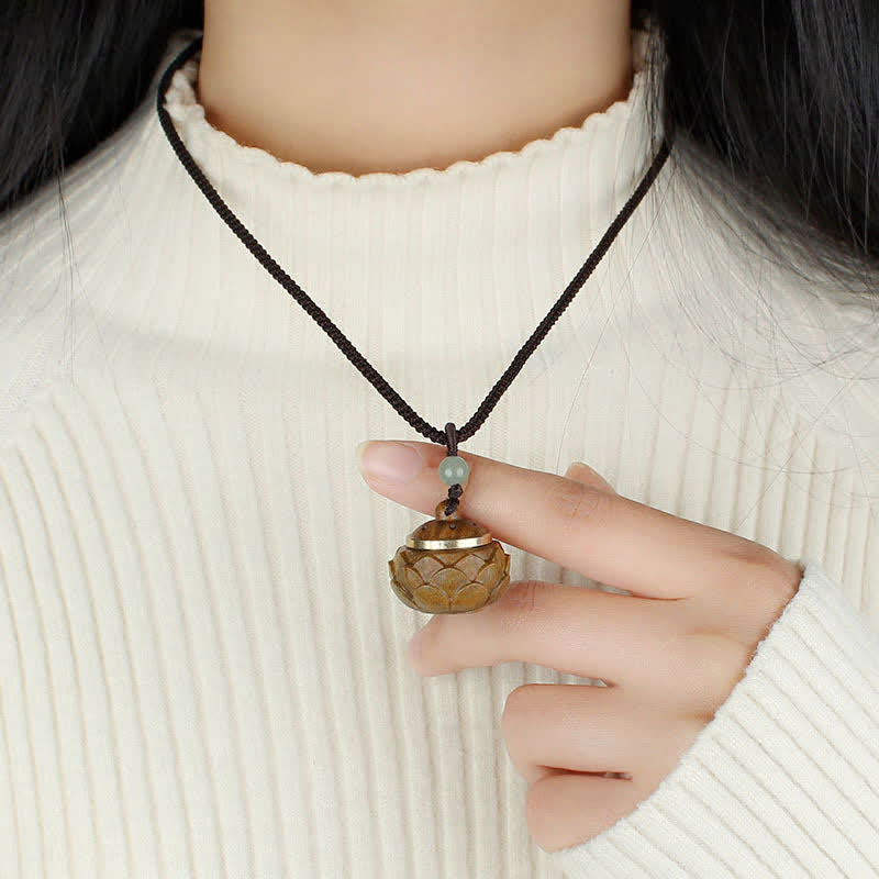 Collier pendentif apaisant positif en Buddha Stones Tibet bois de santal vert bois de rose Om Mani Padme Hum Lotus - image 10