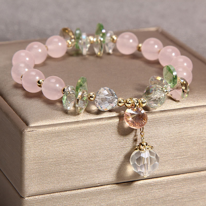 Bracelet à breloques en cristal rose œil de chat Buddha Stones - image 2