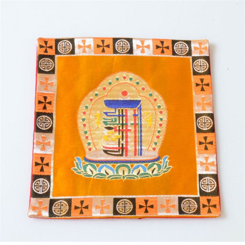 Tapis d'autel de prière Man-Bcu Kalachakra Tapis Jacquard de méditation de guérison - Orange - image 7
