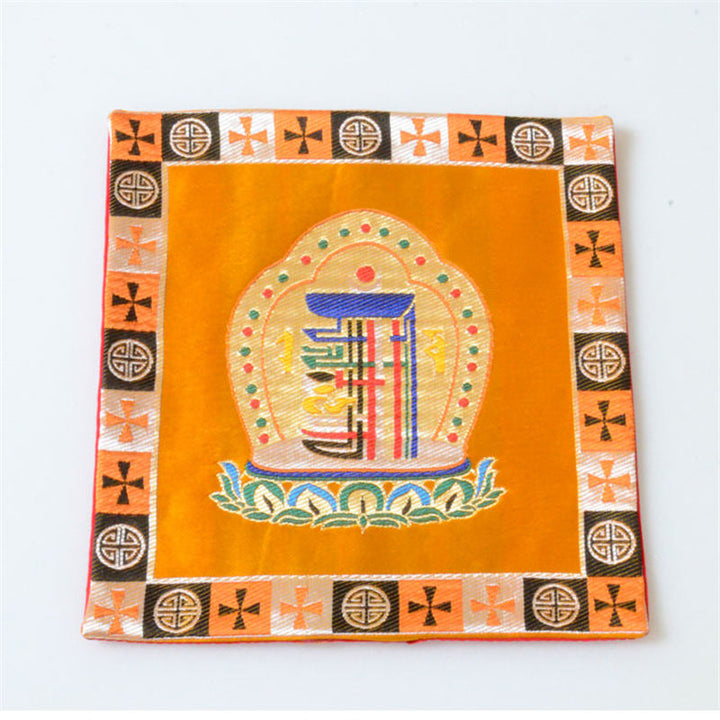 Tapis d'autel de prière Man-Bcu Kalachakra Tapis Jacquard de méditation de guérison - Orange - image 7