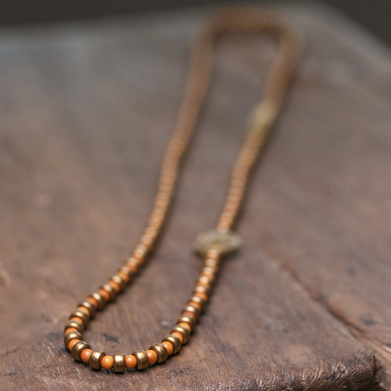 Bracelet de richesse rétro en cuivre avec noyau d'olive et Buddha Stones