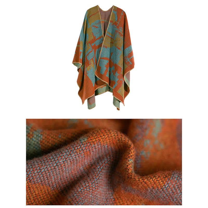 Écharpe châle orange tibétain chaud